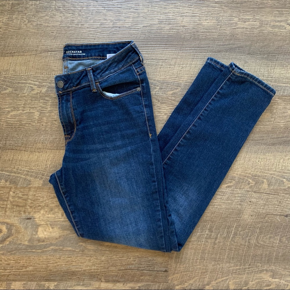 Old Navy Rockstar Mid Rise Skinny Jeans Denim Pants 10 Dark Wash